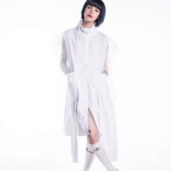 Avant-garde layered white dress, ethereal punk rebel artist. Only 1 exists - Picture 3 of 5